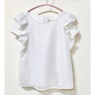 エイチアンドエム(H&M)のH&M ラメ入り フリル  スリーブ カットソー  140(Tシャツ/カットソー)