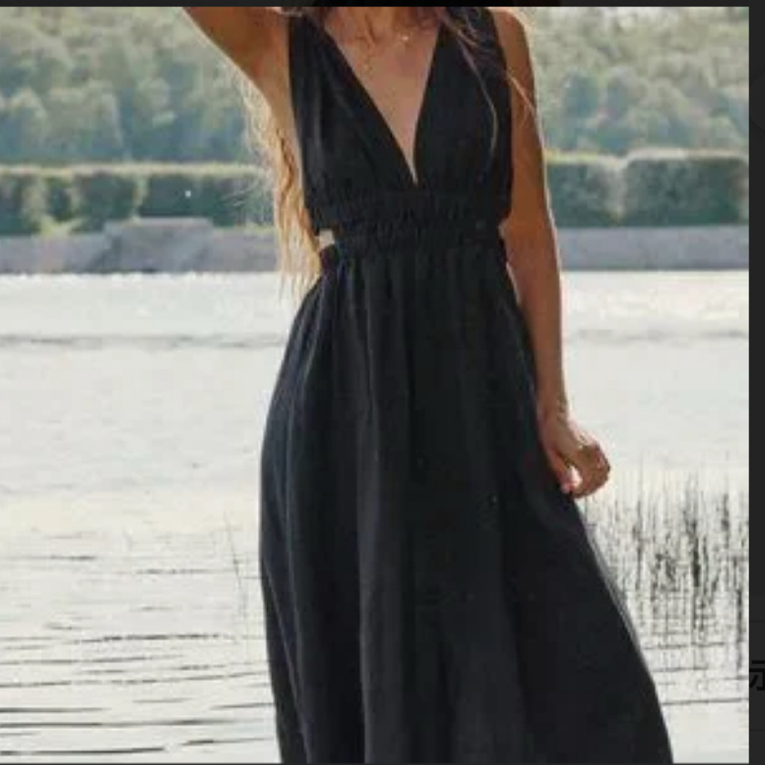 ZARA(ザラ)のサイドカットアウトリネンブレンドミディワンピース(ZARA) レディースのワンピース(ロングワンピース/マキシワンピース)の商品写真