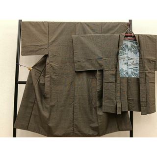 平和屋着物■男性　紬　アンサンブル　絣文様　正絹　逸品　未使用　BAAR5803hz(着物)