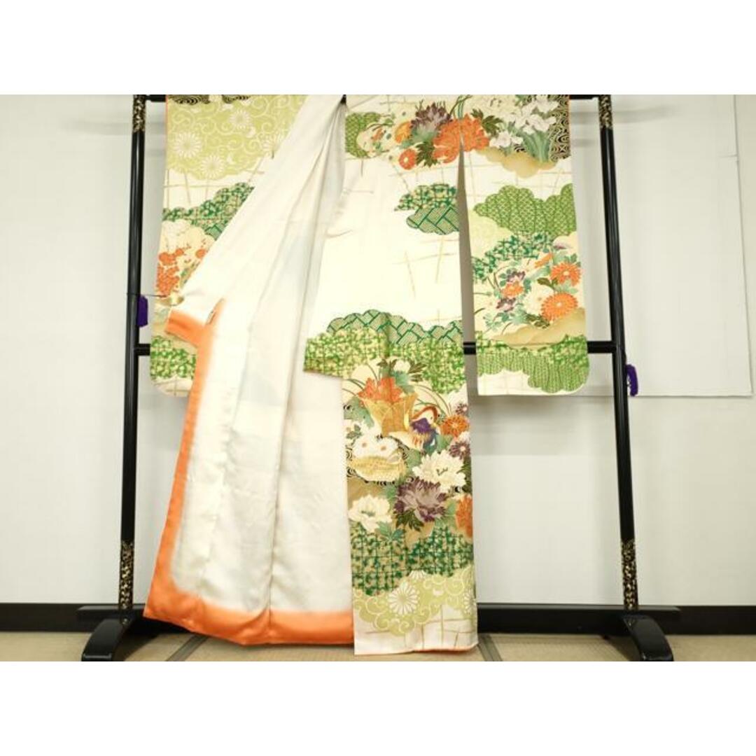 平和屋着物□豪華振袖 駒刺繍 鴛鴦草花文 金糸 金彩 正絹 逸品 平和屋着物□豪華振袖 駒刺繍 鴛鴦草花文 金糸 金彩 正絹 逸品