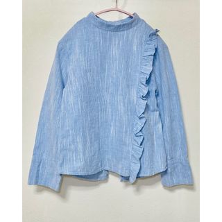 ザラキッズ(ZARA KIDS)のZARA KIDS アシンメトリー フリル ハイネック シャツ 140(ブラウス)