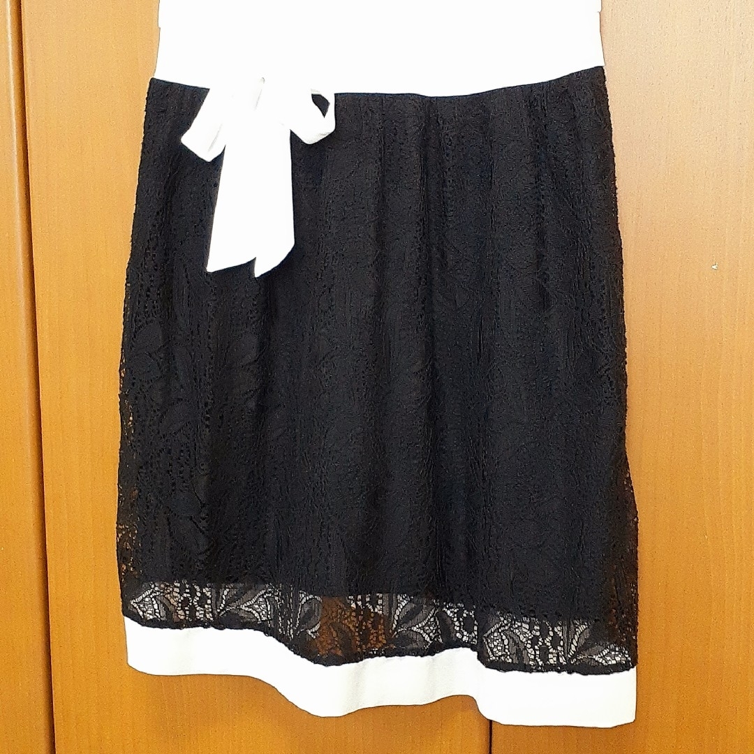 美品 フォーマルドレス ワンピース 160★ビジュー レース 白×黒 ジュニア向 キッズ/ベビー/マタニティのキッズ服女の子用(90cm~)(ドレス/フォーマル)の商品写真