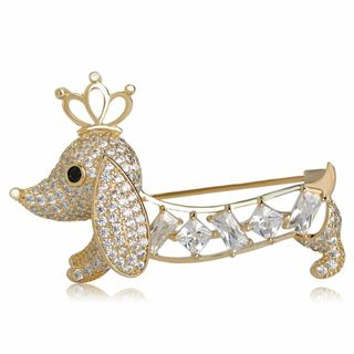 【新着商品】かわいい キラキラ クラウンをかぶる犬のブローチ ピン おしゃれ レ