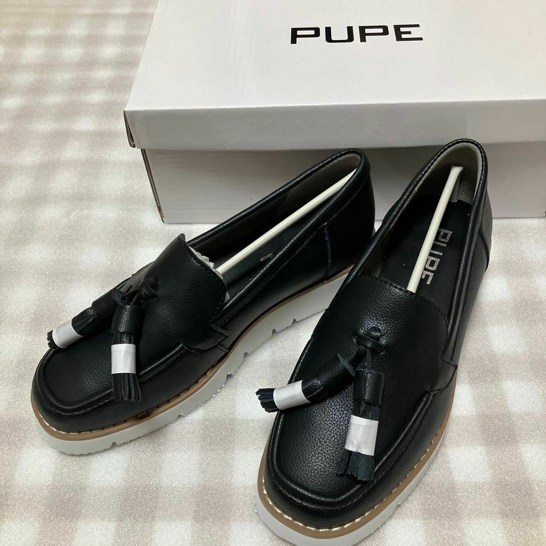 プーペ レザー タッセル ローファー ブラック レディース PUPE
