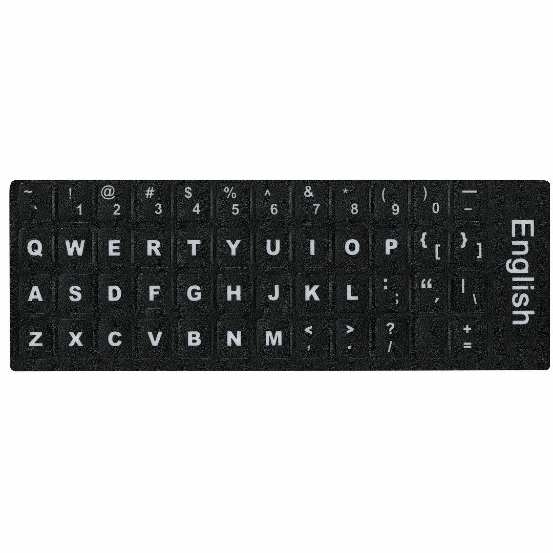 【色:英語/English】英語キーボードシール 黒地 白文字 キーボードラベル スマホ/家電/カメラのPC/タブレット(PC周辺機器)の商品写真