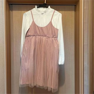 グローバルワーク(GLOBAL WORK)の[新品未使用] GLOBAL WORK チュールキャミレイヤーワンピース　ピンク(ワンピース)