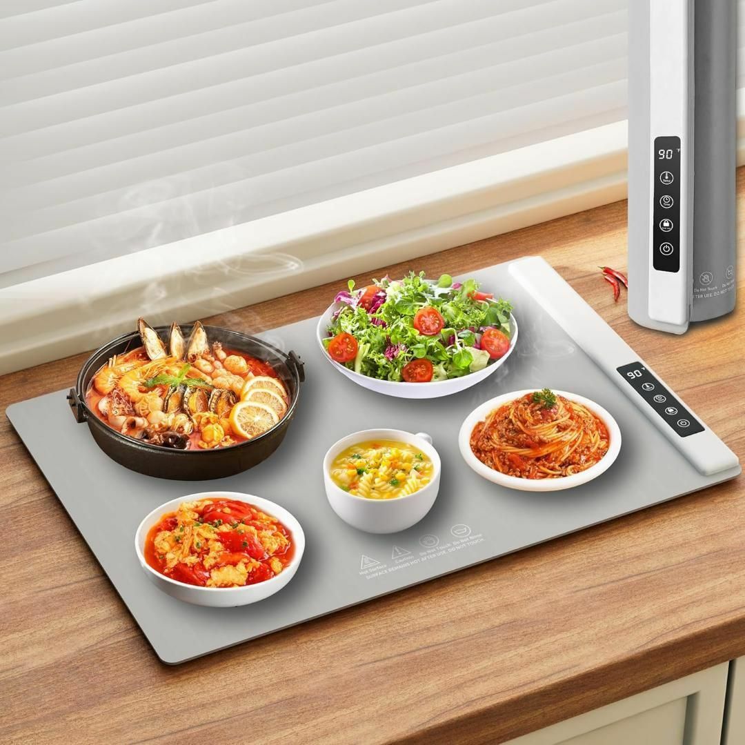 FULOL 食品保温プレート 電気保温トレイ 380W 高速加熱・4段階温度設定