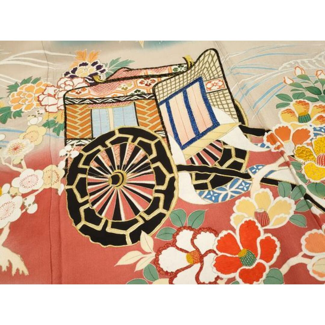 平和屋本店□極上 アンティーク 大正ロマン 振袖 駒刺繍 御所車 平和屋本店□極上 アンティーク 大正ロマン 振袖 駒刺繍 御所車