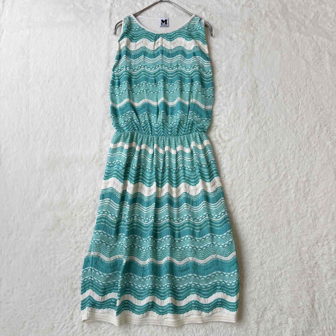 MISSONI(ミッソーニ)の【美品】M MISSONI エムミッソーニ サマーニット　ワンピース コットン レディースのワンピース(ひざ丈ワンピース)の商品写真