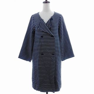 シンプリシテェ(Simplicite)のシンプリシテェ スプリングコート 長袖 ミドル丈 コットン ボーダー 紺(スプリングコート)
