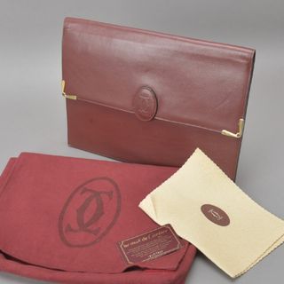 カルティエ(Cartier)の美品◇カルティエ マストライン クラッチバッグ ドキュメントケース レザー 赤系(セカンドバッグ/クラッチバッグ)