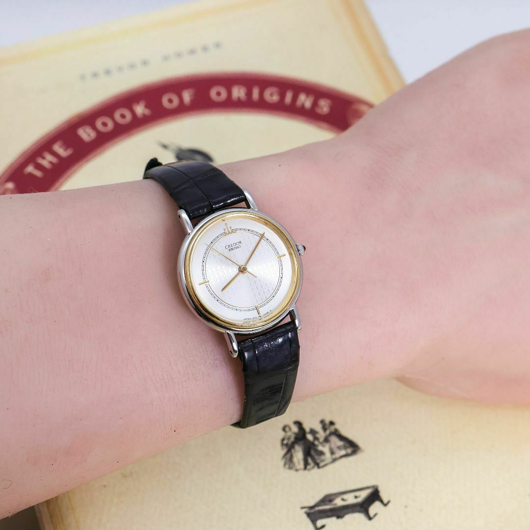 SEIKO - 稼働 SEIKO CREDOR 腕時計 18Kベゼル 新品電池 レザー