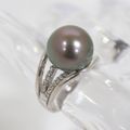 【Jewelry】K18WG パール・ダイヤモンドリング D:0.25ct 10号 8.9g/ok06391tg