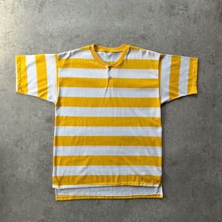ヴィンテージ(VINTAGE)の70s80s ヴィンテージtシャツ USA製 ボーダー/ヘンリーネック XL相当(Tシャツ/カットソー(半袖/袖なし))