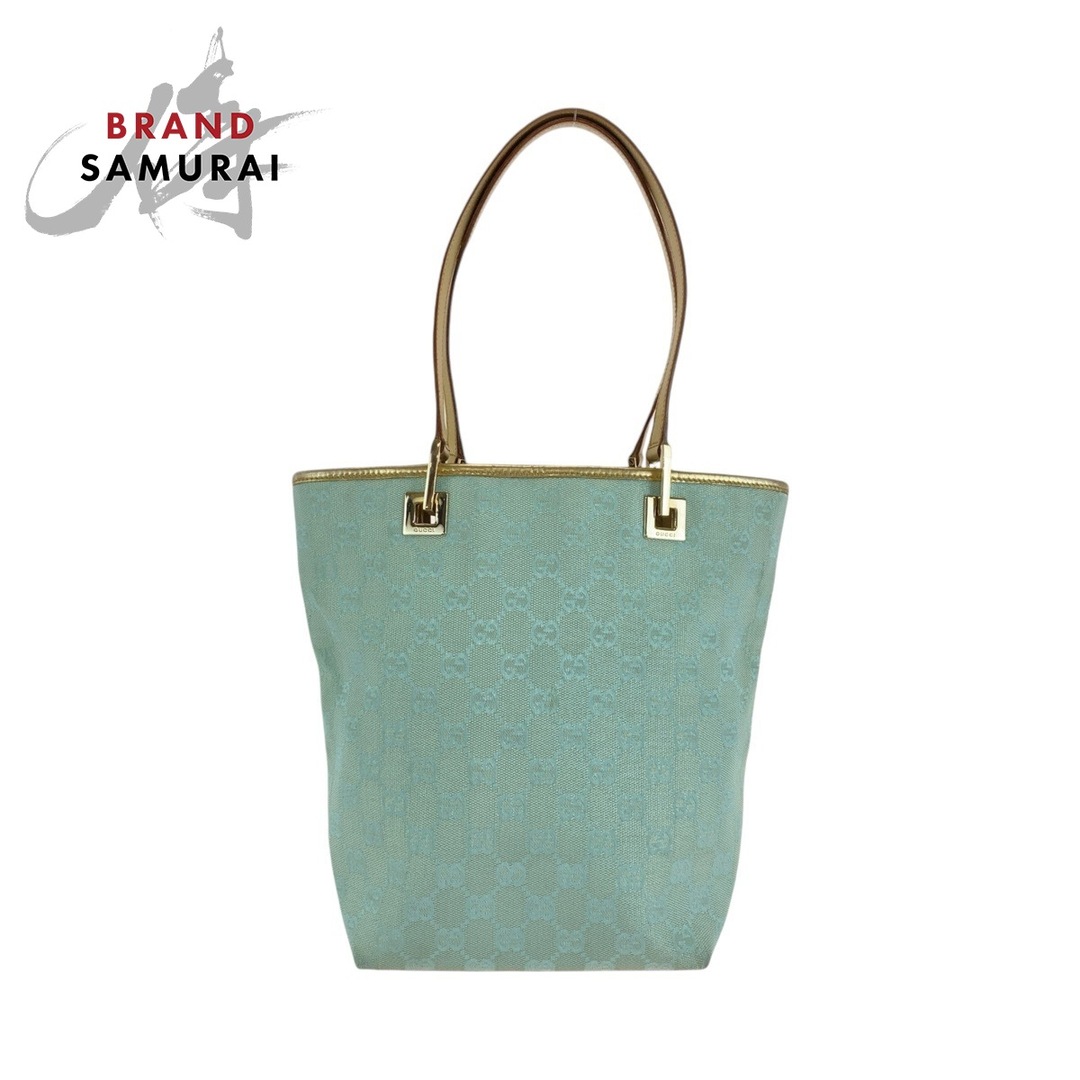 GUCCI - GUCCI グッチ エメラルドグリーン ゴールド金具 GGキャンバス /レザー 002 1099 トートバッグ ハンドバッグ レディース 410403 【中古】