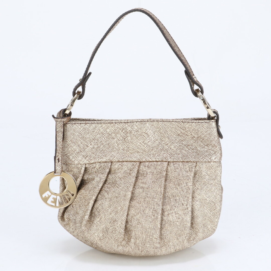 FENDI - 極美品 フェンディ ホログラムシール付 レザー ハンドバッグ トート ショルダー ゴールド 8BK044 レディース EUE CA11-5