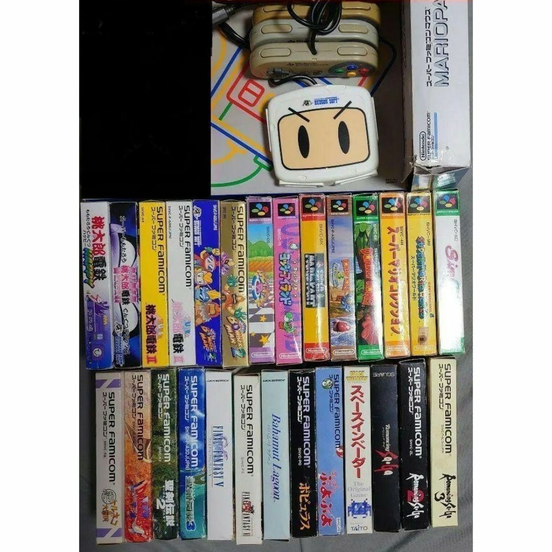 スーパーファミコン(スーパーファミコン)のスーパーファミコン 周辺機+ソフト28本セット エンタメ/ホビーのゲームソフト/ゲーム機本体(家庭用ゲーム機本体)の商品写真
