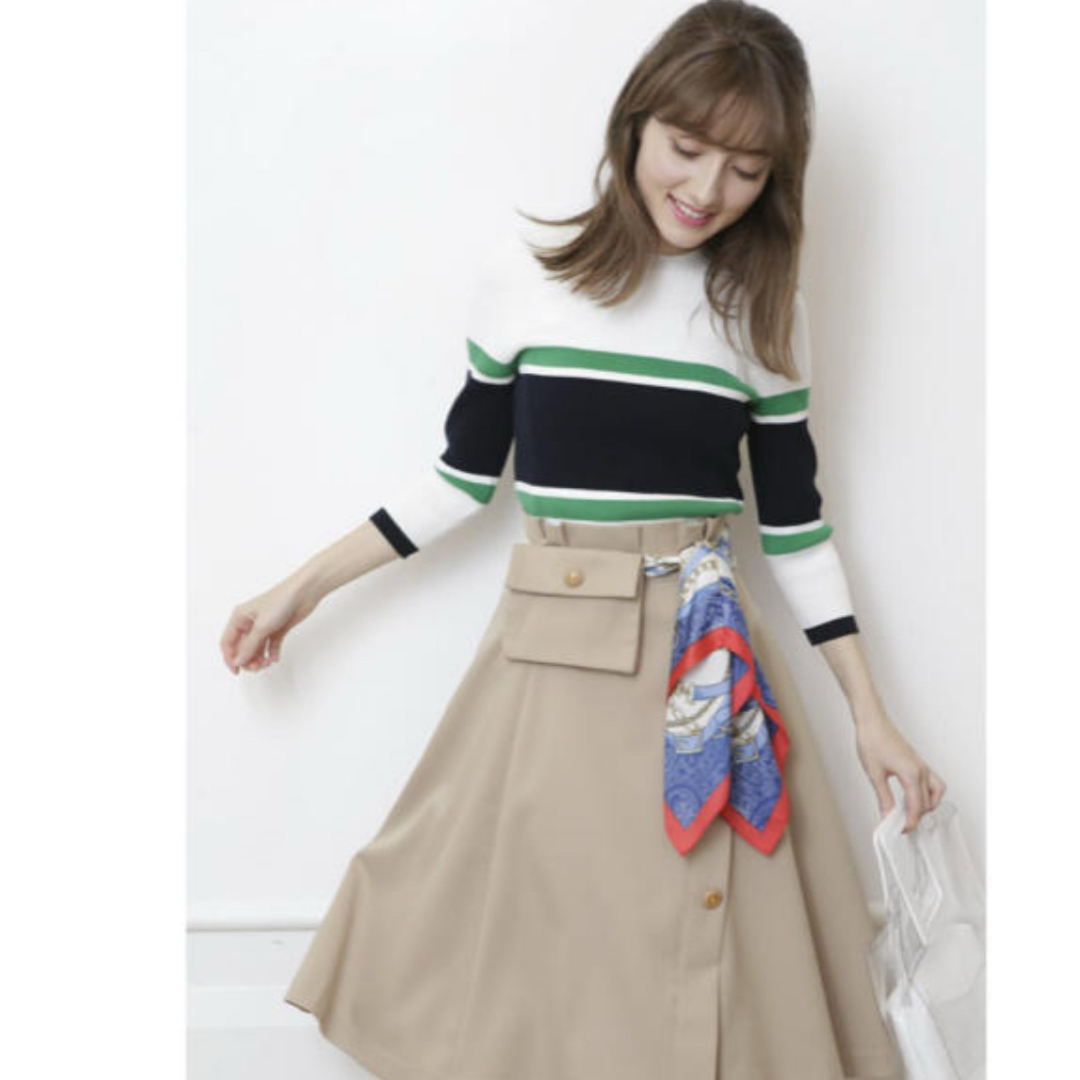 Rirandture(リランドチュール)の美品　リランドチュール　配色ボーダーニット　七分袖　小嶋陽菜さん着　M レディースのトップス(ニット/セーター)の商品写真