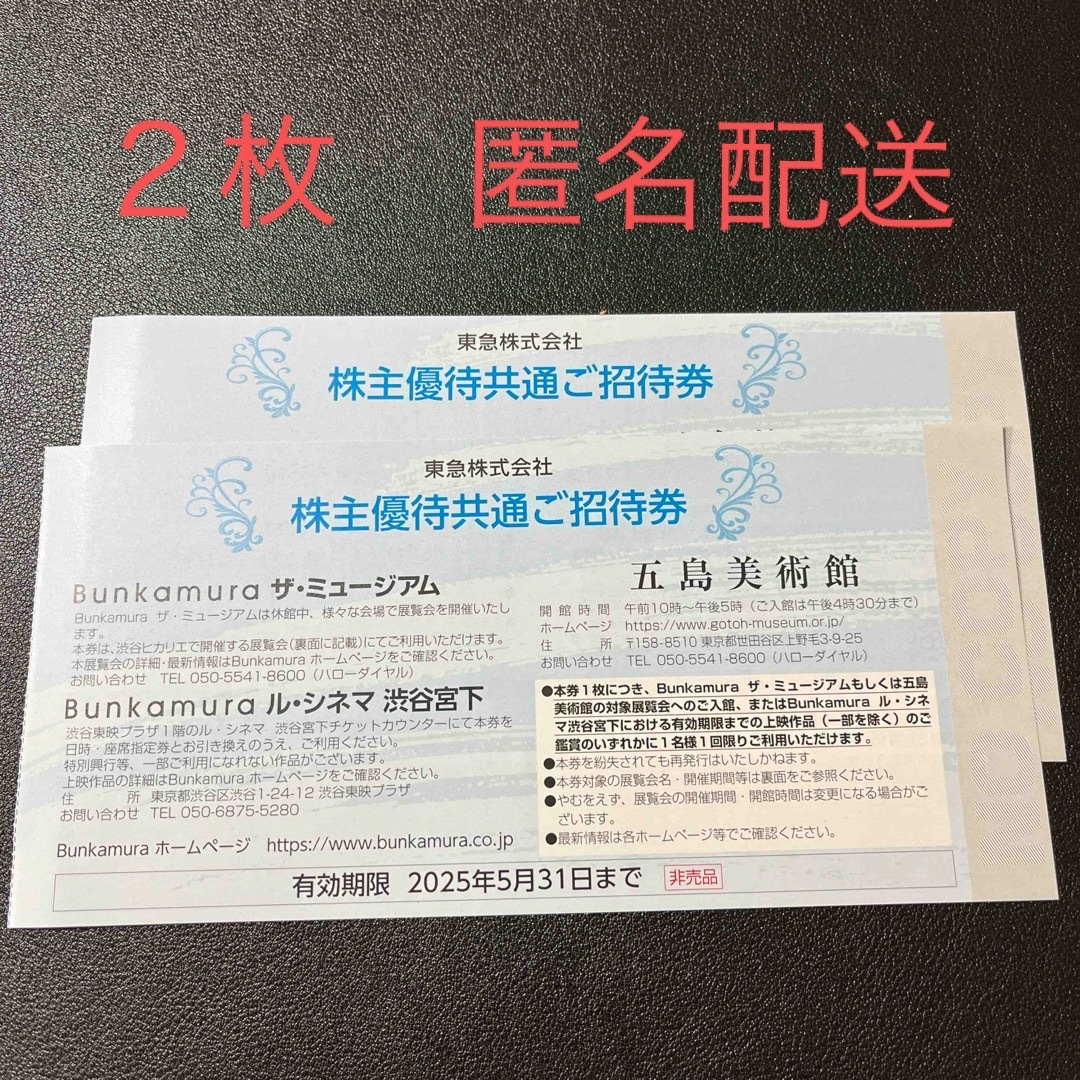 Bunkamura 五島美術館など招待券2枚 チケットの施設利用券(美術館/博物館)の商品写真