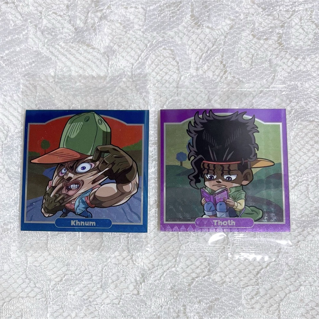 JOJO(ジョジョ)のジョジョの奇妙な冒険 シールウエハース オインゴ ボインゴ クヌム神 トト神 エンタメ/ホビーのおもちゃ/ぬいぐるみ(キャラクターグッズ)の商品写真