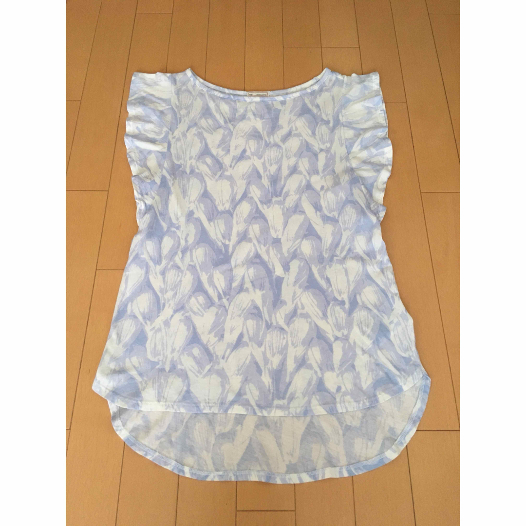 GAP(ギャップ)の#GAP#ギャップ#トップス#半袖#ホワイト#ブルー#XXS#綿#レーヨン レディースのトップス(Tシャツ(半袖/袖なし))の商品写真