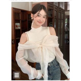 グレイル(GRL)のGRL シアーリボンシャツセット　試着のみ(シャツ/ブラウス(長袖/七分))