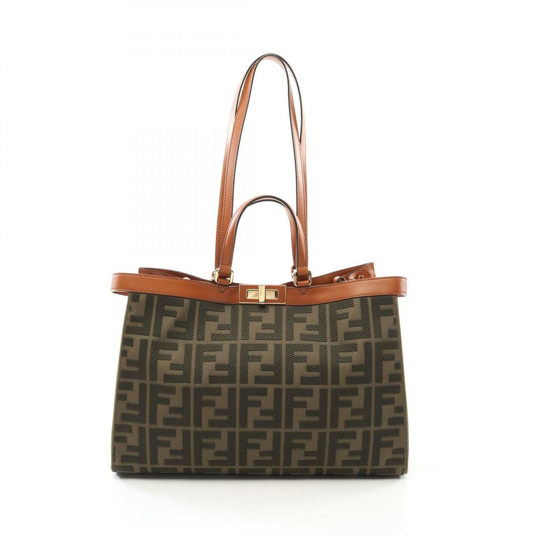 FENDI - フェンディ FENDI ピーカブー エックストート ミディアム トートバッグ バッグ キャンバス レザー レディース カーキ系 / ブラウン系 8BH374 【中古】