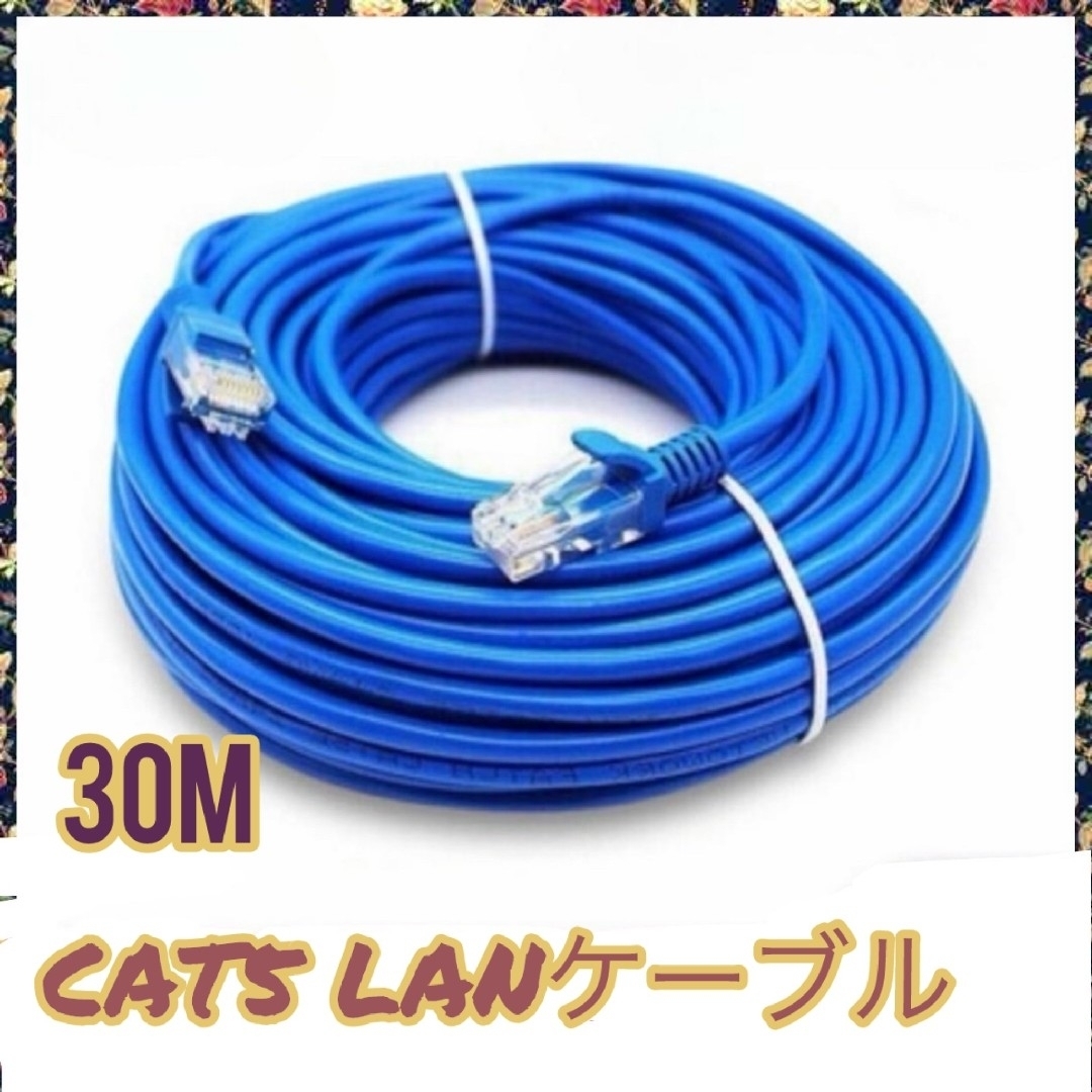 1179  30M CAT5 LANケーブル 青 スマホ/家電/カメラのPC/タブレット(PC周辺機器)の商品写真