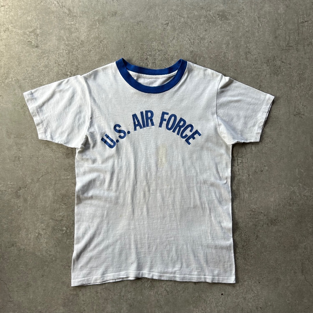 VINTAGE - 70s80s リンガーtシャツ USA製 USAF ホワイト×ブルー L相当