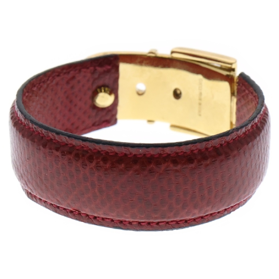 未使用グッチ赤いレザーバングル ゴールドバックル付き GUCCI - GUCCI グッチ バックルモチーフ レザーバングル