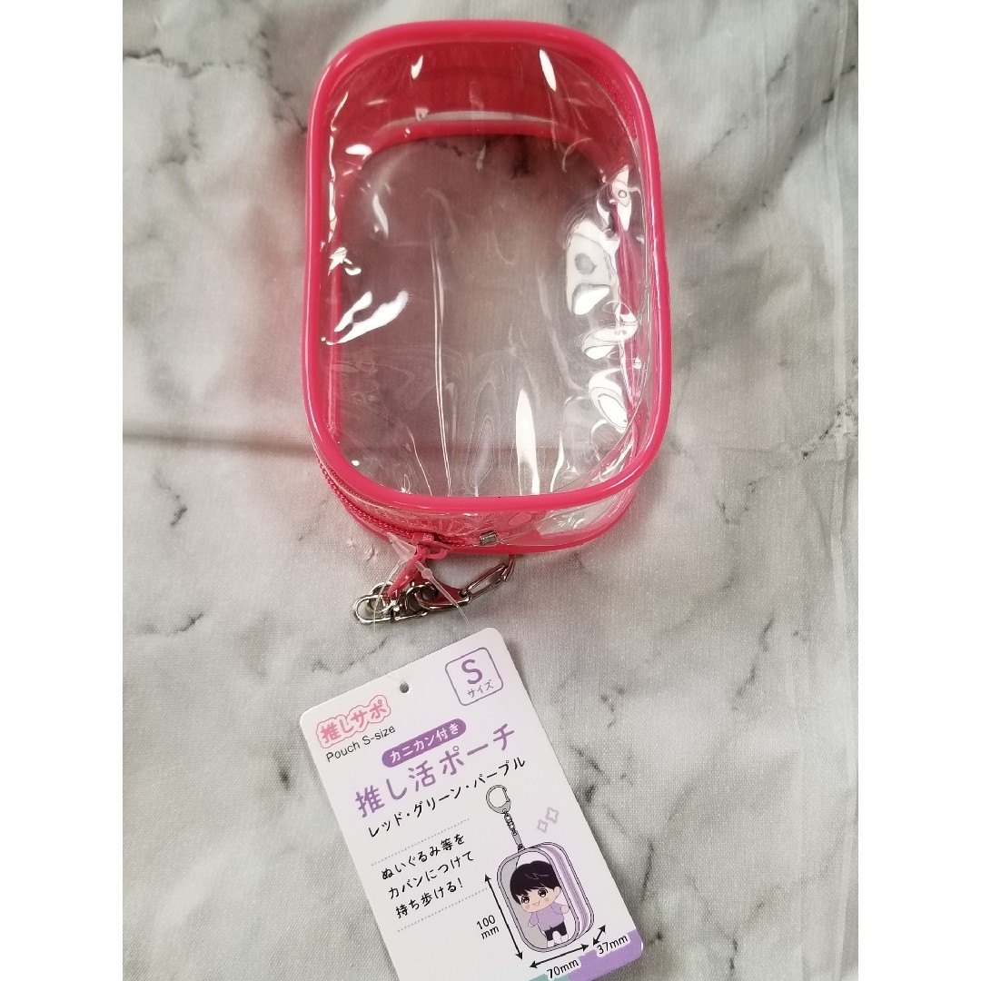Seria(セリア)の推し活ポーチ Sサイズ 赤 レッド カニカン付 レディースのファッション小物(ポーチ)の商品写真