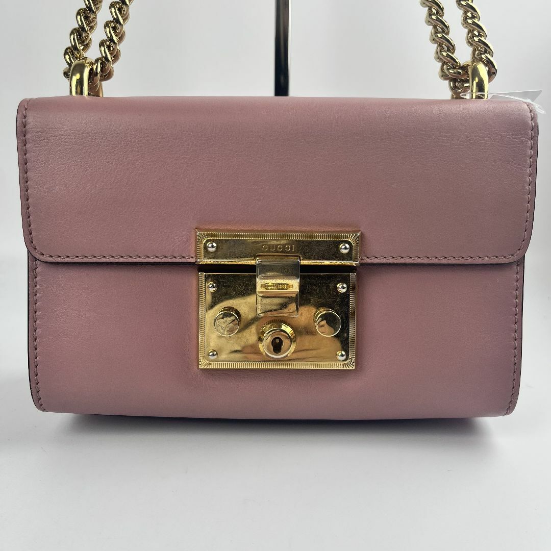 GUCCI - グッチパドロックチェーンショルダーバッグピンクレザーゴールド金具