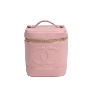 シャネル(CHANEL)のCHANEL シャネル ココマーク バニティバッグ ハンドバッグ 8番台 縦型 キャビアスキン ピンク ゴールド金具 良品 中古 4b002309(その他)