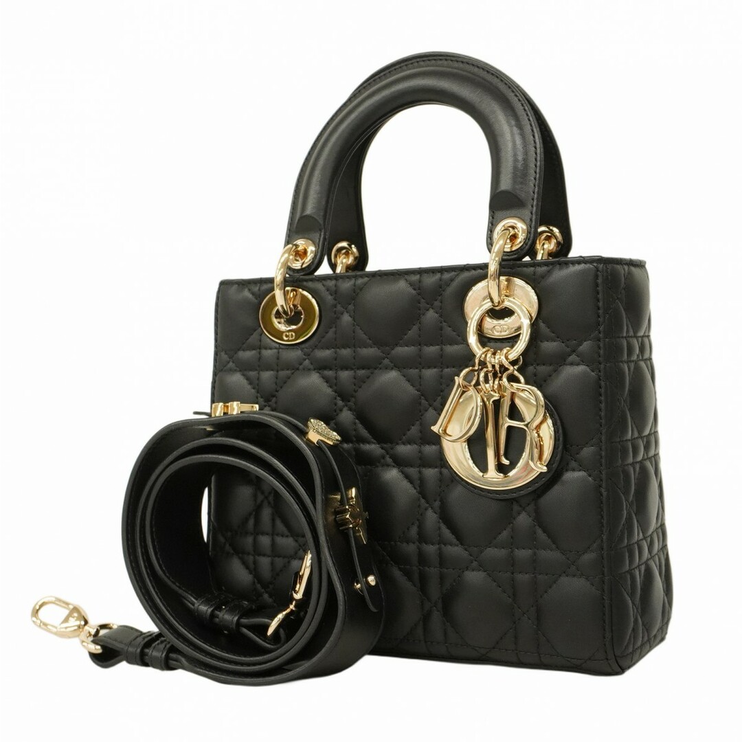 Christian Dior - 【5ec4180-b】クリスチャンディオール ハンドバッグ カナージュ レディディオール レザー ブラック シャンパンゴールド金具【中古】レディース