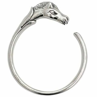 エルメス(HERMES)のエルメス バングル シュバルホース シルバー 美品 メタル 中古 HERMES 馬 アクセサリー ブレスレット 腕輪 シンプル ジュエリー ヴィンテージ ホース 銀色 レディース メンズ レア ホース ブレス ブランド 本物(ブレスレット)