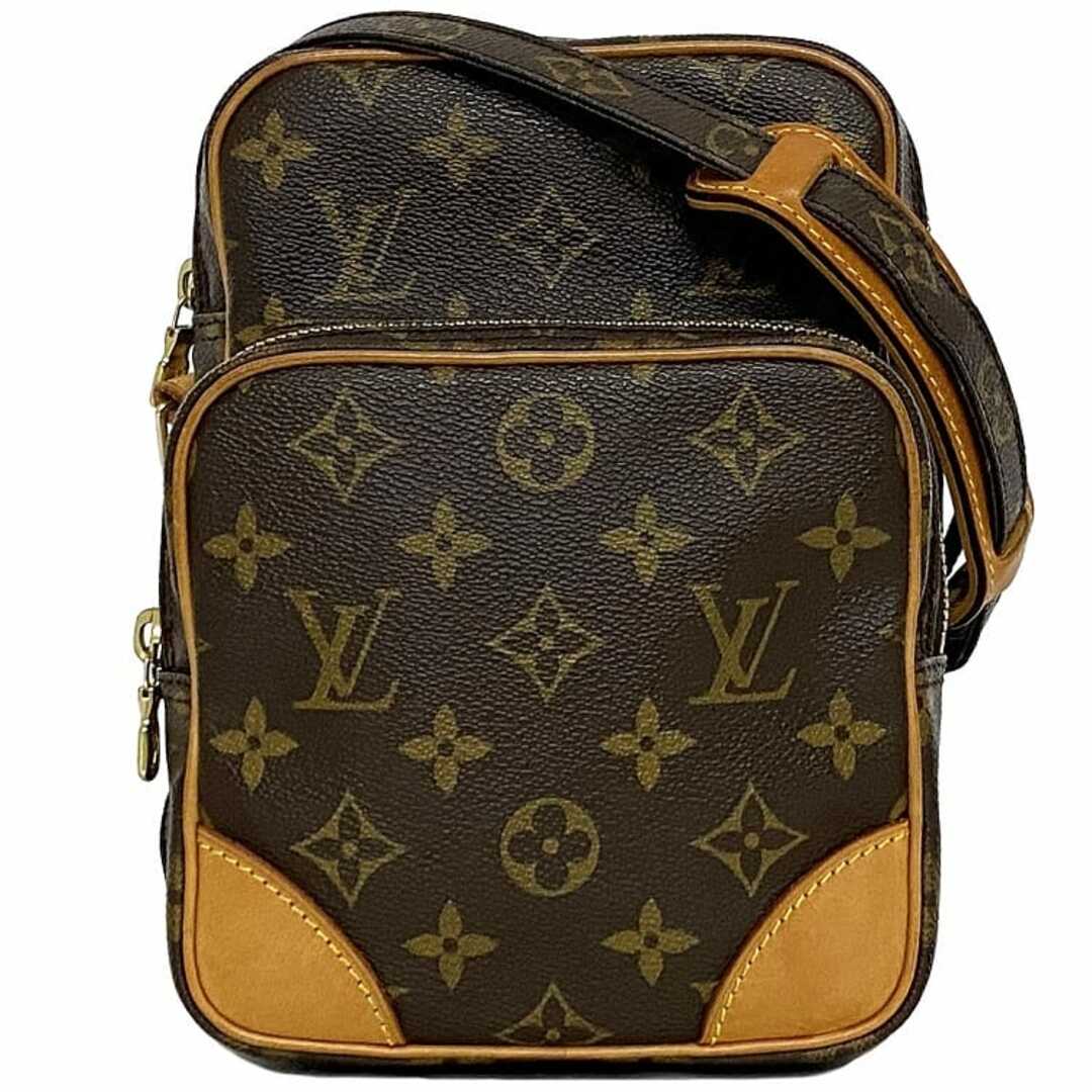 LOUIS VUITTON - ルイ ヴィトン ショルダーバッグ アマゾン ブラウン モノグラム M45236 美品 モノグラムキャンバス ヌメ革 中古 TH0070 LOUIS VUITTON クロスボディ 茶色 ヴィンテージ ミニバッグ ポシェット ロゴ ファスナー