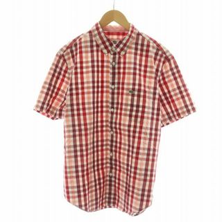 ラコステ(LACOSTE)のラコステ ボタンダウンシャツ チェック 半袖 42 レッド CH8746(シャツ)