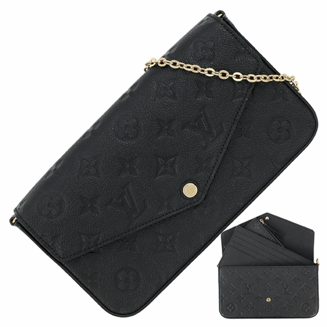 LOUIS VUITTON - ルイヴィトン ポシェットフェリシー チェーンウォレット モノグラム アンプラント レザー ブラック ゴールド レディース 未使用 h-e409