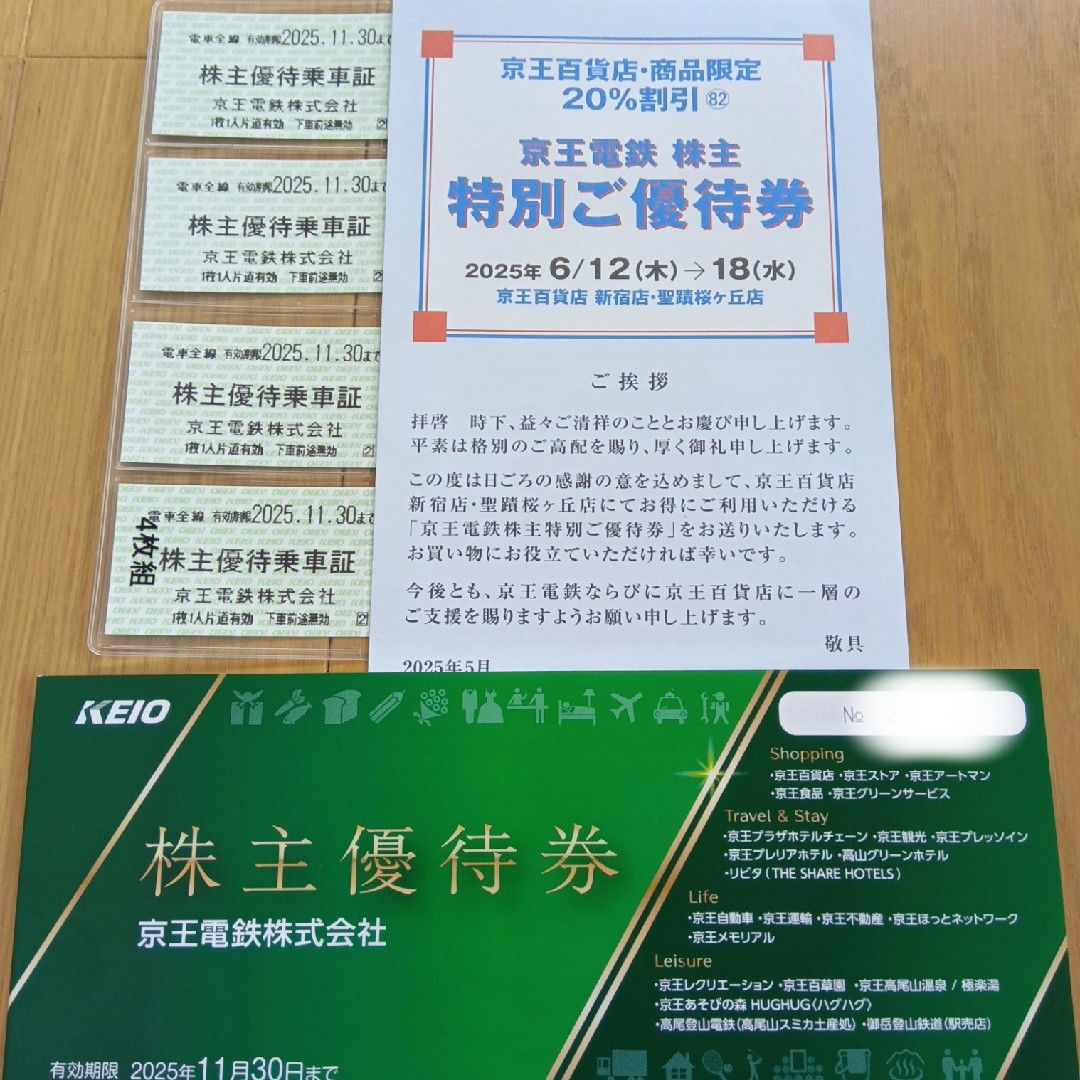 京王百貨店(ケイオウヒャッカテン)の京王電鉄 株主優待 チケットの乗車券/交通券(鉄道乗車券)の商品写真