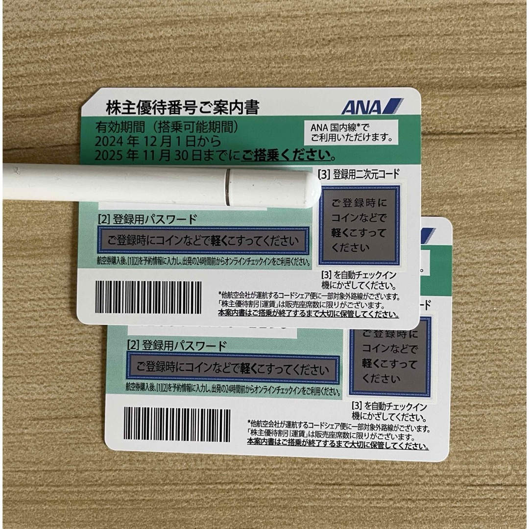 ANA(全日本空輸)(エーエヌエー(ゼンニッポンクウユ))のANA株主優待券 2枚 チケットの乗車券/交通券(航空券)の商品写真