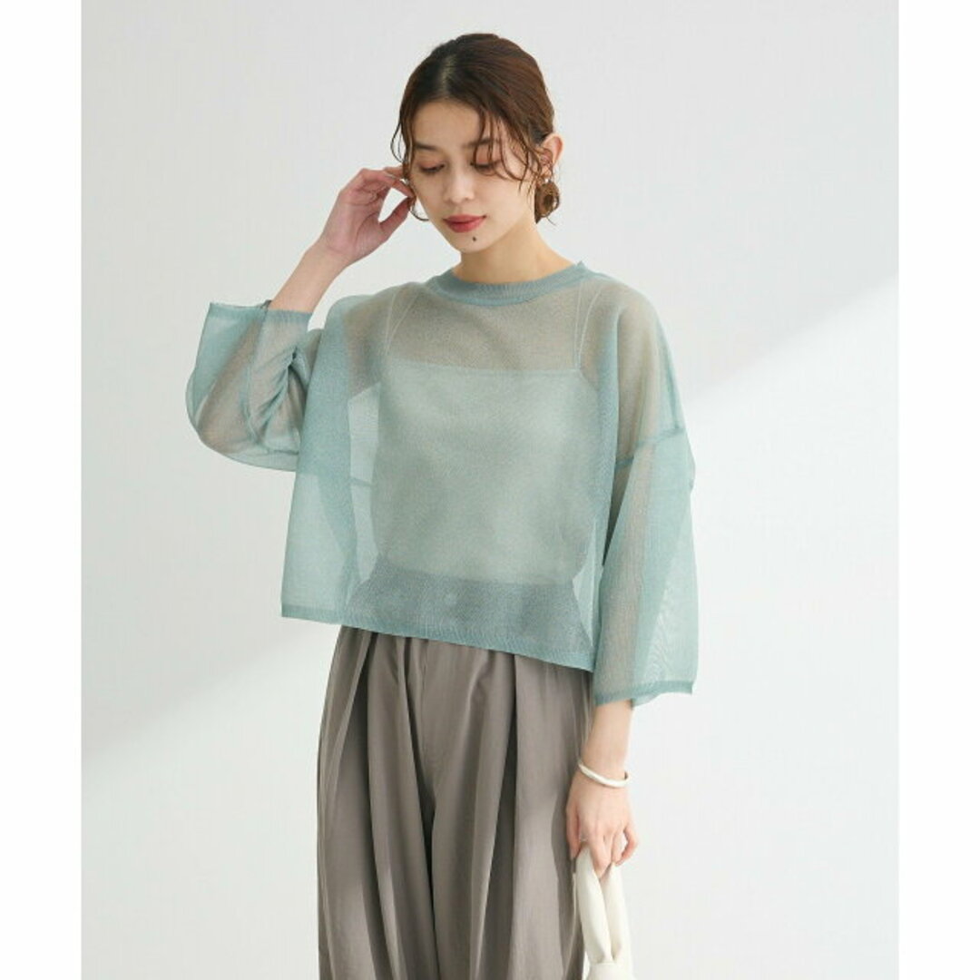 green parks(グリーンパークス)の【グリーン】【F】・ELENCARE DUE ラメシアーニットプルオーバー レディースのトップス(ニット/セーター)の商品写真