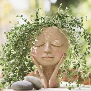 【在庫セール】ヘッドプランター 植木鉢 顔 フェイスプランターポット 可愛い女子(その他)
