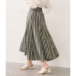 natural couture - ナチュラルクチュール バックレース ストライプ スカート