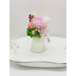 【お値下げ】小さなビールジョッキ　プリザーブドフラワー　ピンク　7.5.20