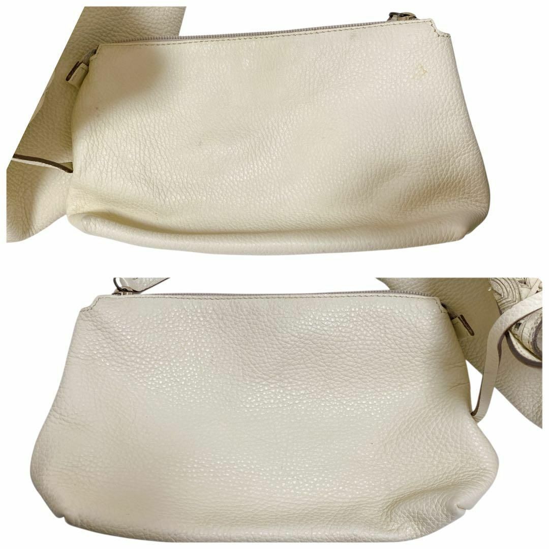 MaxMara ハンドバッグ ポーチ付き レザー シボ革 オフホワイト