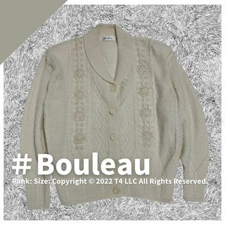 Bouleau カーディガン ウール100% アイボリー 花 春 大人✓1802(カーディガン)