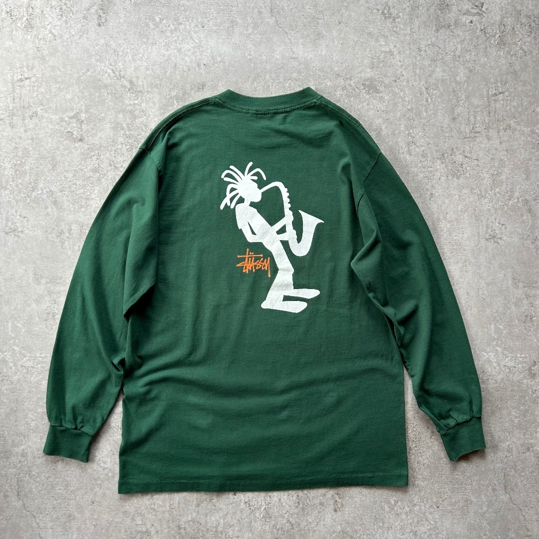 STUSSY - 90sオールドステューシー ロンt USA製 シャドーマン グリーン L