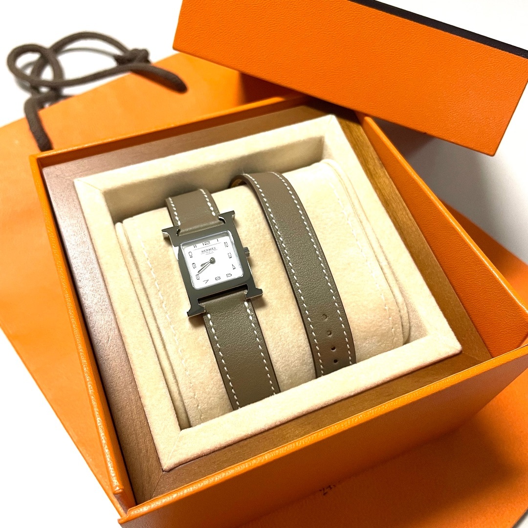 HERMES - 新品 HERMES エルメス Hウォッチ PM エトゥープ ドゥブルトゥール