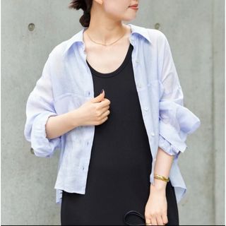 Plage RAMIE LYOCELL CROPPED シャツ サックスブルー(シャツ/ブラウス(長袖/七分))