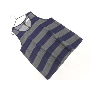 BARNEYS NEW YORK バーニーズ ニューヨーク ボーダー ノースリーブ カットソー グレーｘ紺 ■◆ レディース(カットソー(半袖/袖なし))